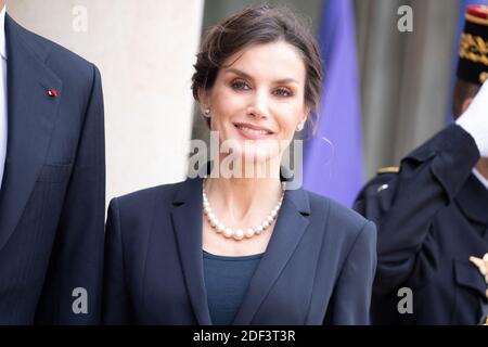 La reine Letizia d'Espagne pose au Palais présidentiel de l'Elysée le 11 mars 2020 à Paris, France. Le roi Felipe d'Espagne et sa femme la reine Letizia d'Espagne sont en visite officielle en France. Photo de David Niviere/ABACAPRESS.COM Banque D'Images