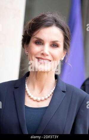 La reine Letizia d'Espagne pose au Palais présidentiel de l'Elysée le 11 mars 2020 à Paris, France. Le roi Felipe d'Espagne et sa femme la reine Letizia d'Espagne sont en visite officielle en France. Photo de David Niviere/ABACAPRESS.COM Banque D'Images