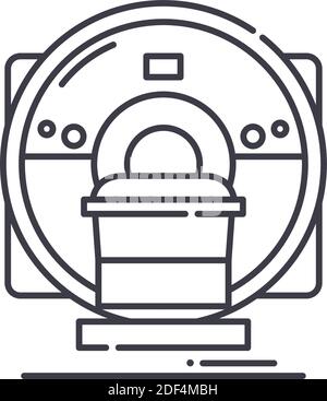 Icône du centre de diagnostic IRM, illustration isolée linéaire, vecteur ligne mince, symbole de conception Web, symbole de concept de contour avec contour modifiable sur blanc Illustration de Vecteur