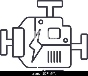 Icône de rotation du moteur, illustration isolée linéaire, vecteur de ligne mince, signe de conception Web, symbole de concept de contour avec contour modifiable sur fond blanc. Illustration de Vecteur