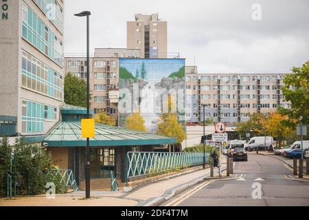 Londres, Royaume-Uni - 1er octobre 2020 - Broadwater Farm Estate, un logement social de haute densité dans la région de Tottenham, dans le nord de Londres Banque D'Images