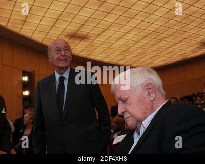 Valéry Giscard d’Estaing und Helmut Schmidt am 24. Août 2012 à der Bucerius Law Scholl à Hambourg Banque D'Images