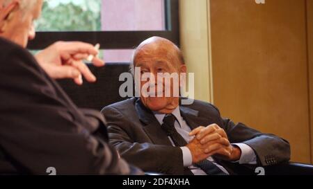 Valéry Giscard d’Estaing und Helmut Schmidt am 24. Août 2012 à der Bucerius Law Scholl à Hambourg Banque D'Images