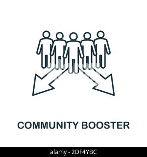 Icône Community Booster. Élément de style de ligne de la collection de gestion de communauté. Icône Thin Community Booster pour les modèles, les infographies et bien plus encore Illustration de Vecteur