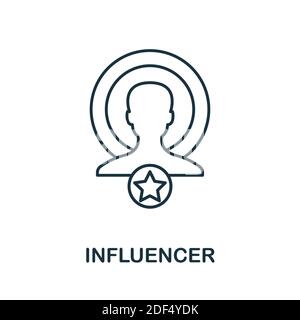 Icône influenceur. Élément de style de ligne de la collection de gestion de communauté. Icône de fin Influencer pour les modèles, les infographies et plus encore Illustration de Vecteur