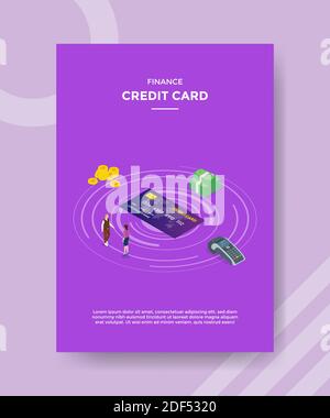 finance cartes de crédit personnes se tenant autour de carte de crédit argent nfc pièce de monnaie pour modèle de circulaire et de bannière d'impression couverture isométrique 3d motif vectoriel de style plat Banque D'Images