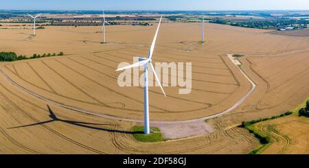 Royaume-Uni, Angleterre, Cambridgeshire, St. Neots, Cotton Farm Wind Farm Banque D'Images