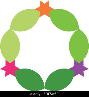 motif abstrait naturel sur les feuilles en cercle Illustration de Vecteur