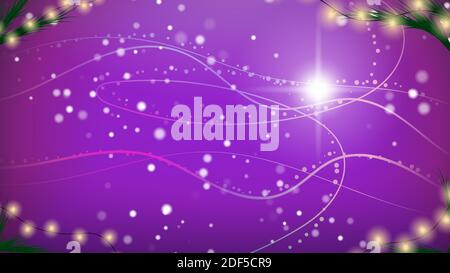 Fond de Noël violet festif. Joyeux Noël et Bonne Année. Couleur. Vacances d'hiver. Flocons de neige dans l'air. Illustration vectorielle EPS 10 Illustration de Vecteur