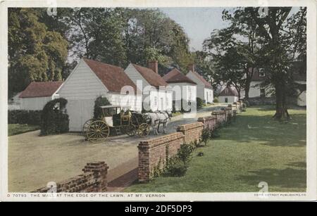 Le mur au bord de la pelouse, Mt. Vernon, Virginie, photo, cartes postales, 1898 - 1931 Banque D'Images