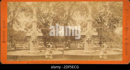 Fontaine, Grand Circus Park., image fixe, stéréographes, 1880 Banque D'Images