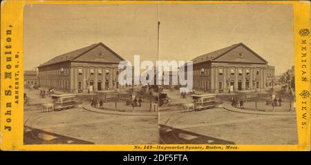 Haymarket Square, Boston, Mass., image fixe, stéréographes, 1850 - 1930, Molton, John S. (v. 1820 Banque D'Images