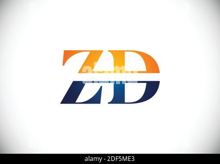 Modèle vectoriel de conception de logo de la lettre Z D initiale du monogramme. Illustration de Vecteur