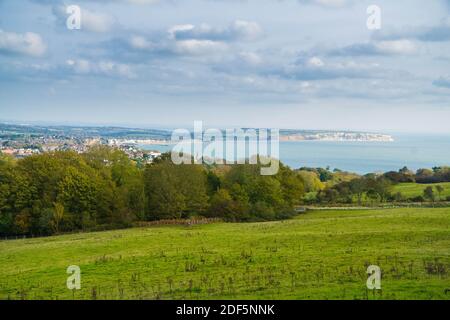 Vue à l'est de Shankling vers Culver Down, île de Wight Royaume-Uni. Octobre 2020. Banque D'Images