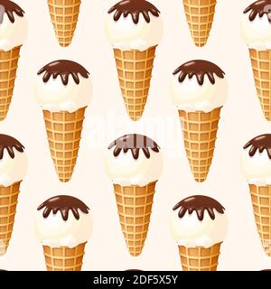 Motif vectoriel sans couture de crème glacée dessinés à la main Illustration de Vecteur