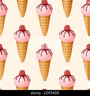Motif vectoriel sans couture de crème glacée dessinés à la main Illustration de Vecteur