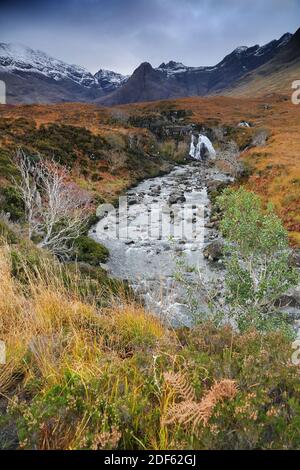 Paysage alpin dans les montagnes de Cuillin, Highlands d'Écosse, Europe Banque D'Images