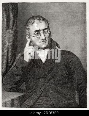 John Dalton (1766-1844), chimiste, physicien et météorologue anglais, portrait imprimé, 1884 Banque D'Images