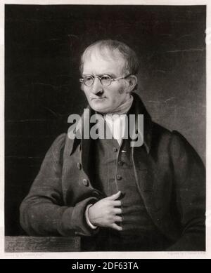 John Dalton (1766-1844), chimiste et météorologue anglais, gravure de portraits de Charles Turner d'après James Lonsdale, 1834 Banque D'Images