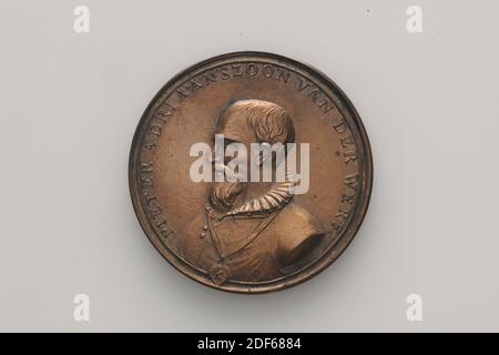 Médaille, Adriaan Jansz. Bemme, 1824, minté, général: 4.9 x 0.3cm 49 x 3mm, poids: 61.2g, portrait de l'homme, buste, médaille de bronze, minté en l'honneur de P.Az. Van der Werf, 1824. Sur l'envers se trouve le buste d'une figure mâle, P.Az. Van der Werf, montré en profil et à gauche. L'inverse présente la circulaire PIETER ADRIANSZOON VAN DER WERF .. Au dos, il y a deux fasces croisées, des faisceaux de tiges. Ci-dessous est l'inscription NÉE POUR MENER MDXXIX. DÉCÉDÉ MDCIIII .. Ci-dessous est l'inscription A. BEMME, 1881 Banque D'Images