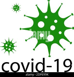 Symbole COVID-19 du coronavirus en vert. Alerte mondiale en cas de pandémie. Illustration de Vecteur
