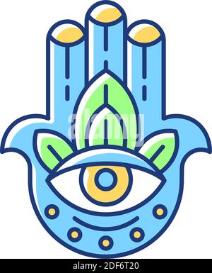 Icône de couleur Hamsa Hand RVB Illustration de Vecteur