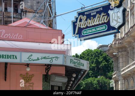 Signe du bar-restaurant Foridita, la vieille Havane, Cuba Banque D'Images