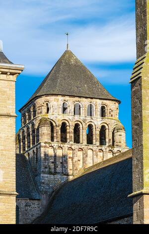 France, Ille-et-Vilaine, Redon, tour romaine de l'abbaye Saint-Sauveur Banque D'Images