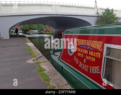 Location bateau de jour, Stockton Heath, 01925-265129, Location bateau à la journée, Warrington, Cheshire, Angleterre, Royaume-Uni, WA4 6LE, Canal Bridgewater Banque D'Images