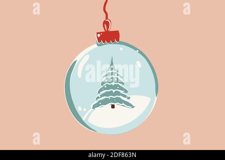 Illustration vectorielle d'une boule de Noël avec arbre de Noël l'arrière-plan Illustration de Vecteur