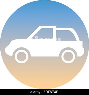 Symbole de voiture d'un ensemble. Icône de voiture blanche, sur le bouton de gradient. Utilisation pour la bannière, la carte, l'affiche, la brochure, la bannière, l'application, la conception Web. Facile à modifier. Illustration vectorielle Illustration de Vecteur