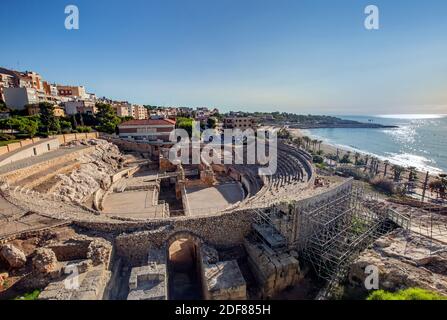 Tarragona, Espagne - 20 2020 septembre : amphithéâtre de Tarragona, ruines romaines Banque D'Images