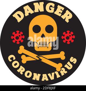 Signe de danger de virus avec crâne et os croisés. Illustration vectorielle. Illustration de Vecteur