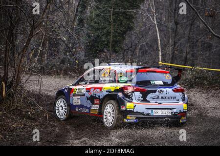 25 Jari HUTTUNEN (fin), Mikko LUKKA (fin), Hyundai i20 R5, Hyundai Motorsport N WRC 2, action lors du Rallye ACI Monza 2020, 7e tour du Championnat FIA WRC 2020 du 3 au 8 décembre 2020 à Monza, Brianza en Italie - photo François Flamand / DPPI / LM Banque D'Images