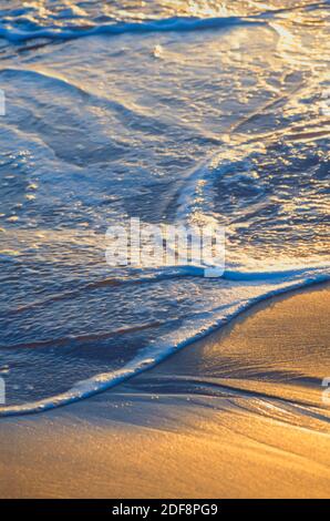 Eau entrant sur sable humide Banque D'Images