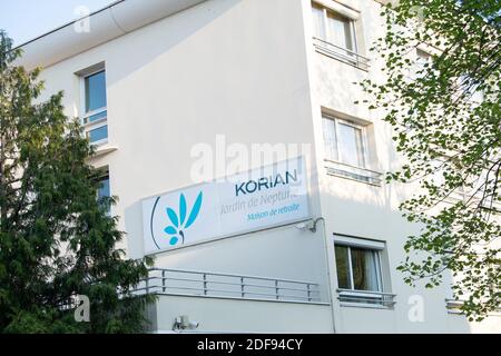 Une maison de retraite Korian (Ehpad) sur avril 10, 2020 à la Varenne Saint Hilaire, France. Le virus a causé au moins 356 décès dans les maisons de retraite de Korian en France (COVID-19). Photo de David Niviere/ABACAPRESS.COM Banque D'Images