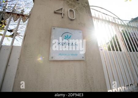 Une maison de retraite Korian (Ehpad) sur avril 10, 2020 à la Varenne Saint Hilaire, France. Le virus a causé au moins 356 décès dans les maisons de retraite de Korian en France (COVID-19). Photo de David Niviere/ABACAPRESS.COM Banque D'Images