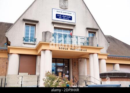 Vue générale d'une école maternelle, le 29 avril 2020 à la Varenne Saint Hilaire, France. Photo de David Niviere/ABACAPRESS.COM Banque D'Images