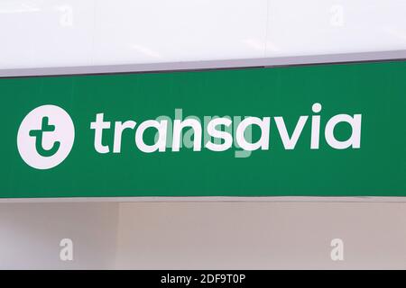 Un logo de la compagnie Transavia Airlines à l'aéroport d'Orly près de Paris, le 06 mai 2020 à Orly, France.photo par David NIVIERE/ABACAPRESS.COM Banque D'Images