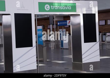 Un logo de la compagnie Transavia Airlines à l'aéroport d'Orly près de Paris, le 06 mai 2020 à Orly, France.photo par David NIVIERE/ABACAPRESS.COM Banque D'Images