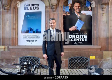 Jean-Philippe Vetter, candidat LR les Républicains arrive en quatrième position au premier tour des élections municipales de 2020 à Strasbourg. Strasbourg Nord-est de la France, le janvier 2020. Photo de Nicolas Roses/ABACAPRESS.COM Banque D'Images
