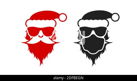 Le Père Noël moderne en lunettes de soleil et un masque médical. Joyeux Noël et joyeux nouvel an style plat de l'illustration vectorielle. Illustration de Vecteur