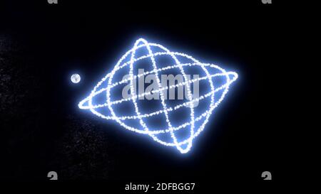 Vue de dessus de la forme abstraite magnifique avec lumière brillante et lumineuse, rendu 3d Banque D'Images