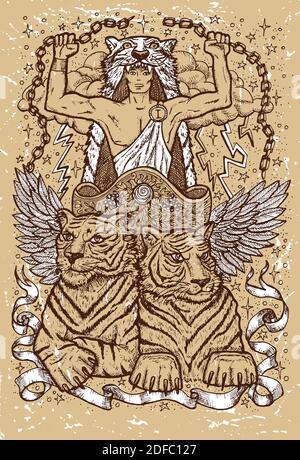 Signe animal du zodiaque, horoscope et symbole de vecteur astrologique. Dessin graphique Illustration de Vecteur