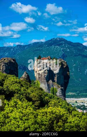 Grèce, Thessalie, vallée de Penea, Kalambaka, monastères orthodoxes de Meteora, patrimoine mondial enregistré par l'UNESCO, Agia Trias ou Sainte Trinité Banque D'Images