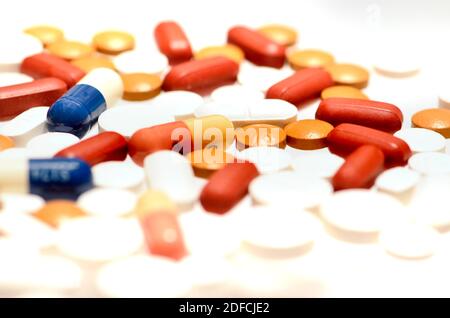 Mélange de médicaments d'ordonnance: Pilules, comprimés, capsules Banque D'Images