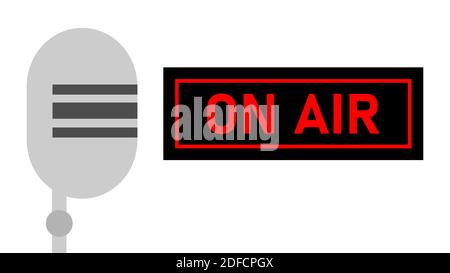Panneau On Air avec une icône de microphone rétro stylisée. Image vectorielle. Illustration de Vecteur
