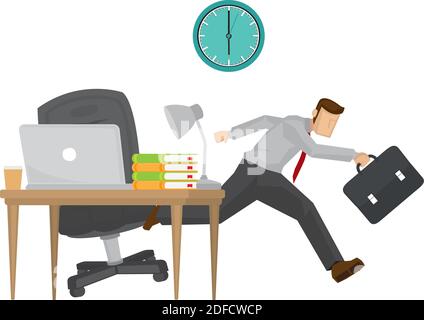 Homme d'affaires qui court vite à 18h. Illustration vectorielle Illustration de Vecteur