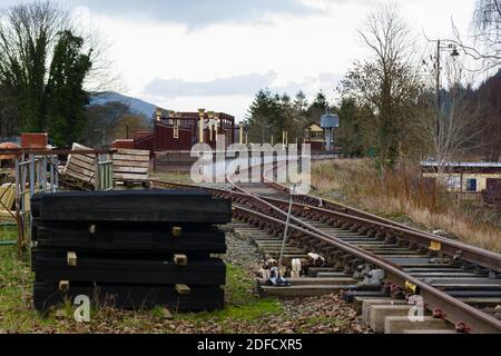 La gare centrale de Corwen est en construction par le volontaire Llangollen Railway Trust prolongera sa ligne jusqu'à Corwen in Pays de Galles du Nord Banque D'Images