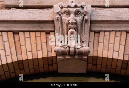 Mascaron sur le bâtiment est de l'Inde à Göteborg qui est Maintenant le musée Goteborgs Banque D'Images